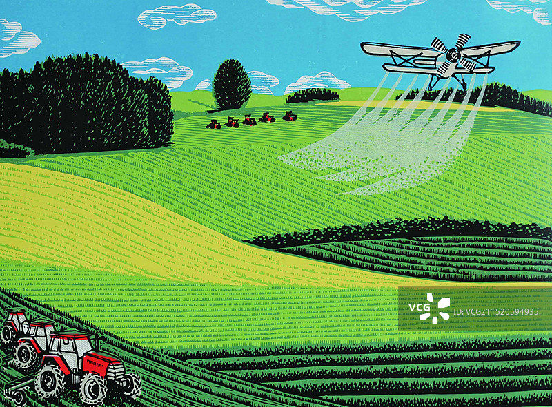 套色木刻《希望》图片素材