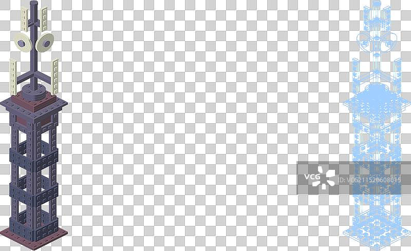 2.5D风格的手机信号塔概念图片素材