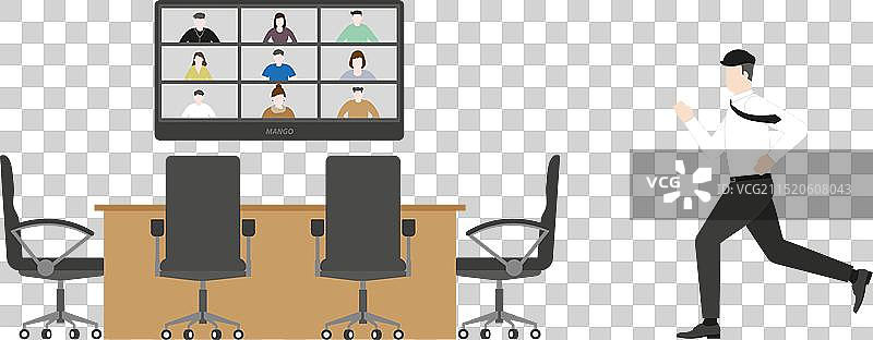 参加在线视频会议的办公室男士图片素材