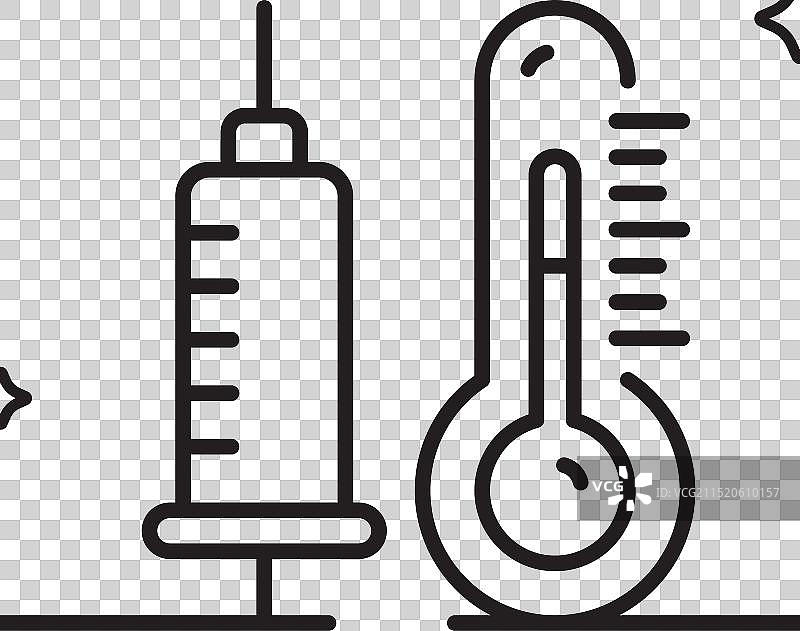 疫苗温度计线性图标图片素材