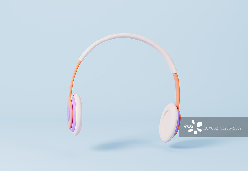 头戴式耳机3D插画图片素材