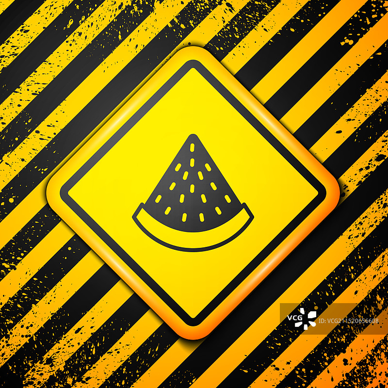 黑色西瓜图标，黄色背景图片素材