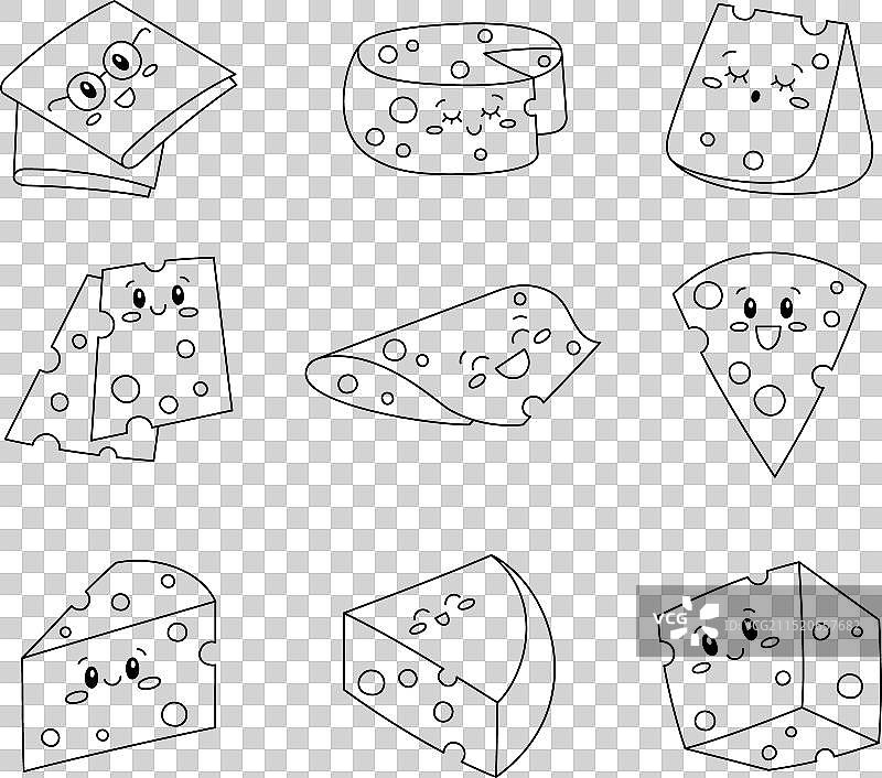 可爱卡通奶酪涂色页图片素材