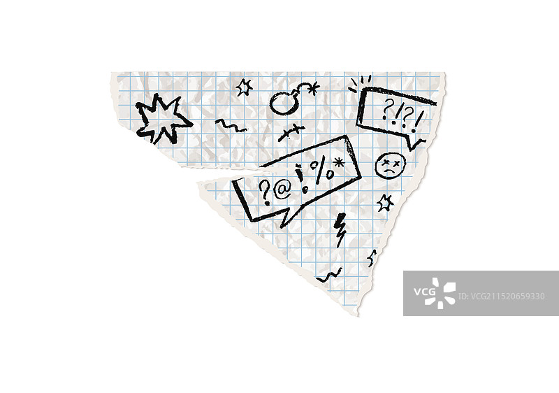 带有黑色涂鸦符号的纸张图片素材