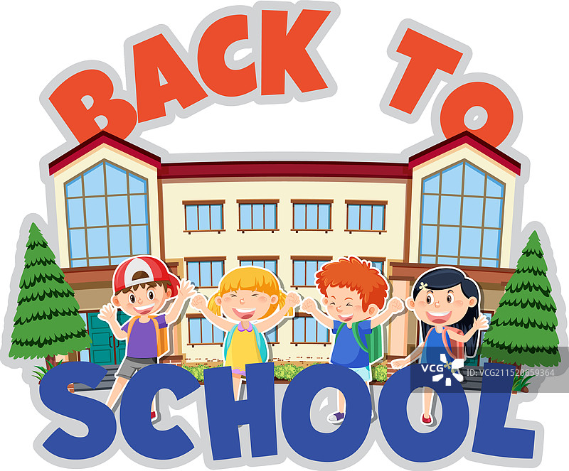 孩子们一起兴奋地回到学校图片素材