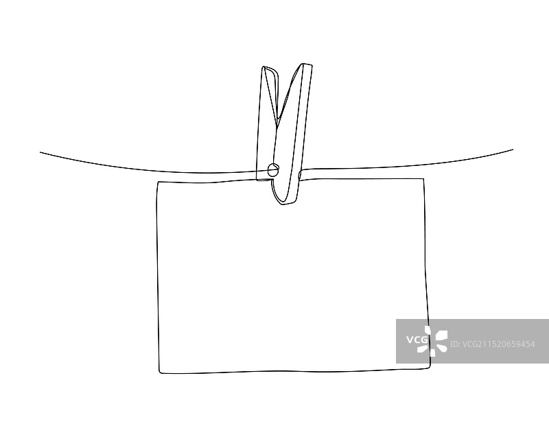 用衣夹挂在绳子上的纸图片素材