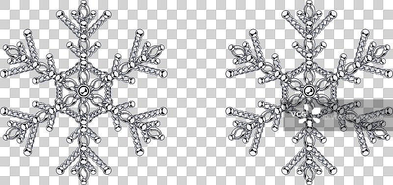 珠宝链制成的精美单色雪花图片素材