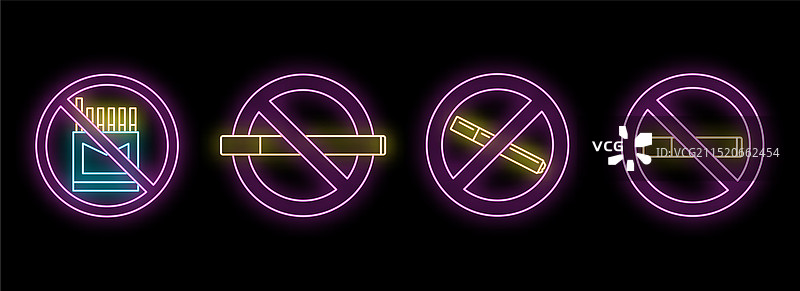 霓虹灯禁止吸烟标志图片素材