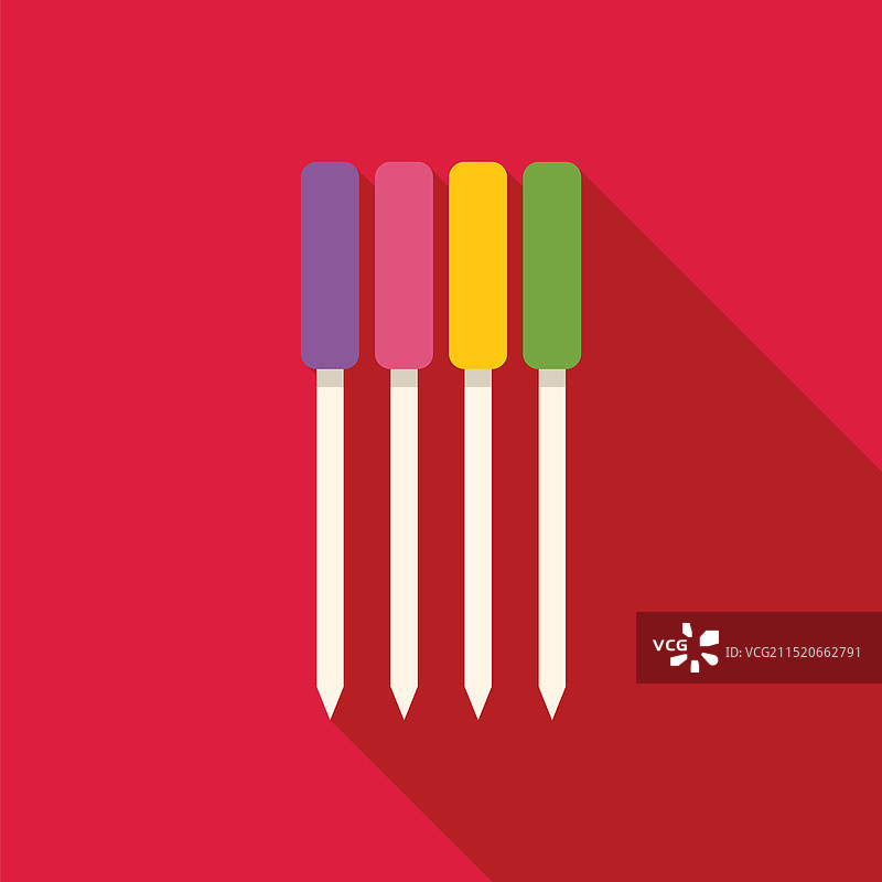 四个彩色图钉（红色背景）图片素材