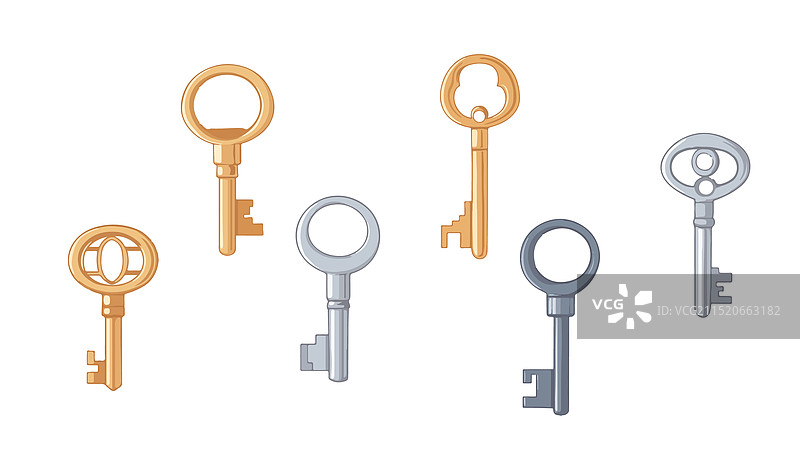 具有独特形状和颜色的钥匙图片素材