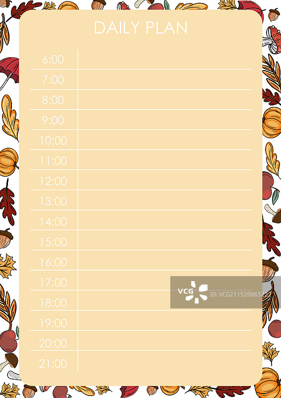 秋季每日时间表图片素材