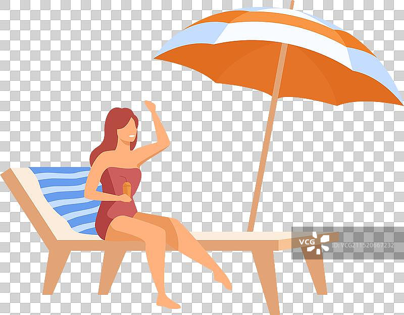 女孩在海滩上放松图片图片素材