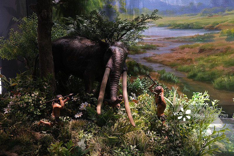 远古时期人类捕食猛犸象场景还原图片素材