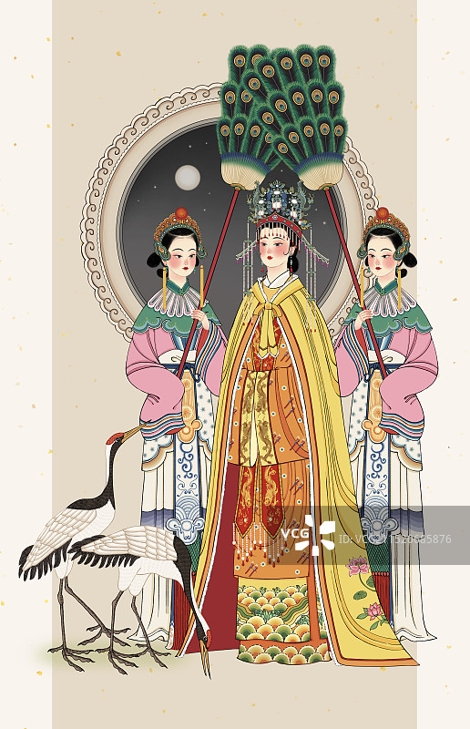 中国风名著插画红楼梦贾元春省亲图片素材