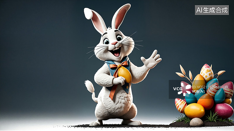 【AI数字艺术】快乐的复活节兔子与彩蛋图片素材