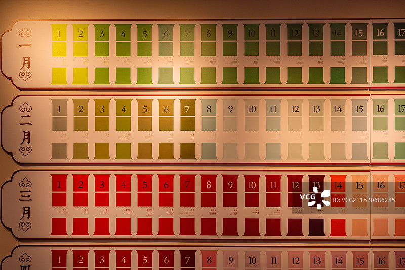 无锡市信利博物馆收藏的古代绘画用的颜色名称色卡图片素材