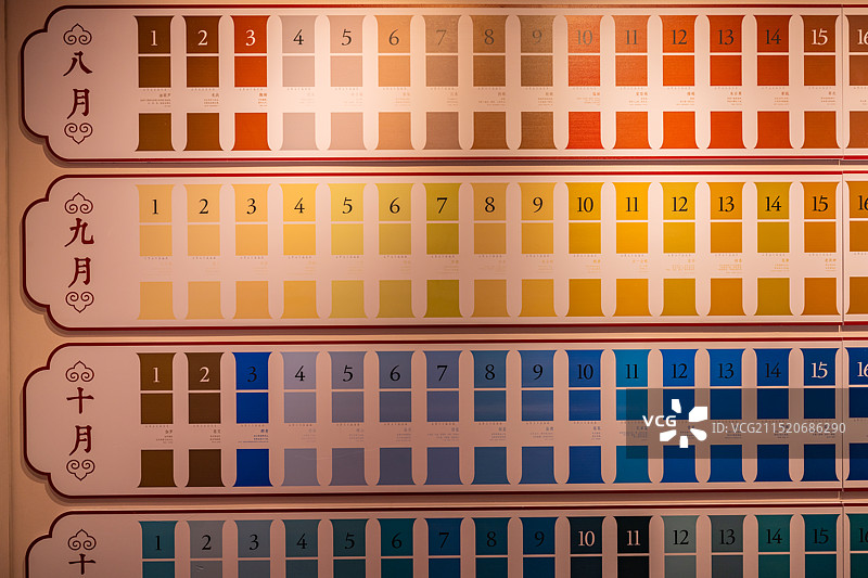 无锡市信利博物馆收藏的古代绘画用的颜色名称色卡图片素材