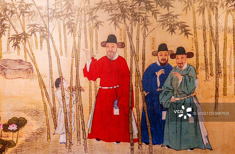 无锡市信利博物馆收藏的唐朝时期当官人穿的官服画像图片素材