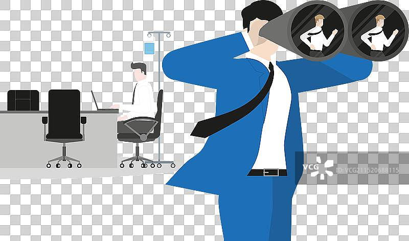 商务人士使用双筒望远镜寻找图片素材