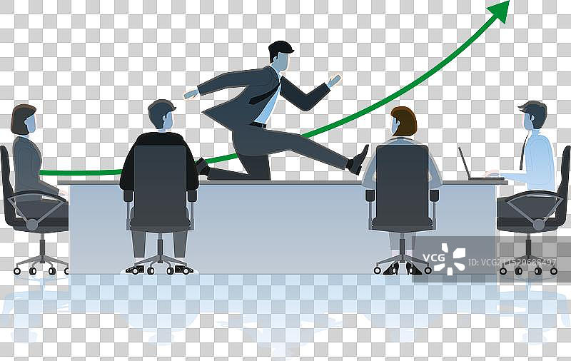 快乐的商务人士作为团队领导在办公室跳跃图片素材