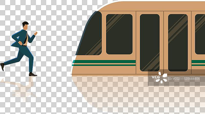 商务人士奔跑赶首班列车图片素材