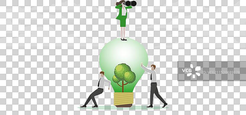 有远见的商业女性在树上使用双筒望远镜图片素材