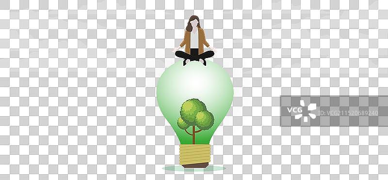 平静的女商人在树上冥想图片素材