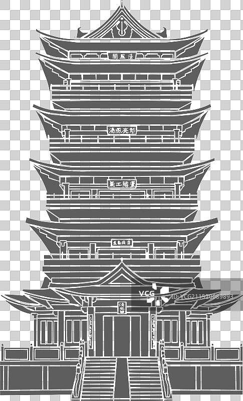 安徽合肥包公祠地标建筑插画元素图片素材