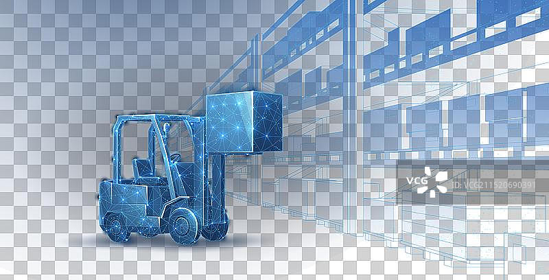 叉车和仓库自动库存存储图片素材