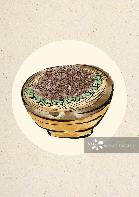 国潮风宜宾美食插画-宜宾燃面图片素材