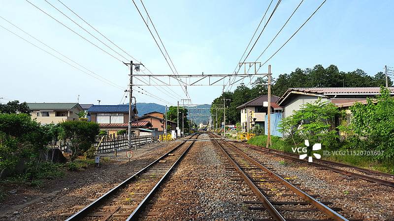 日本埼玉县秩父市，通向远方的铁道图片素材