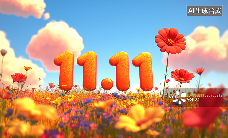 【AI数字艺术】3D创意花朵立体数字双11图片素材