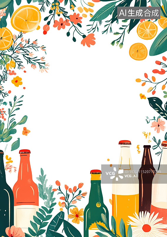 【AI数字艺术】清新花卉边框设计图片素材