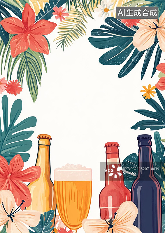 【AI数字艺术】清新花卉边框设计图片素材