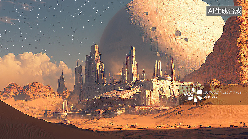 【AI数字艺术】星球大战科幻宇宙飞船未来机器人电影场景氛围图片素材