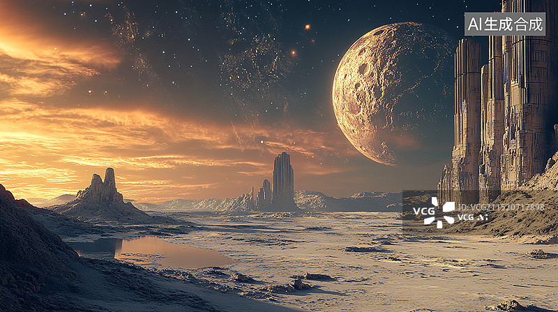 【AI数字艺术】星球大战科幻宇宙飞船未来机器人电影场景氛围图片素材