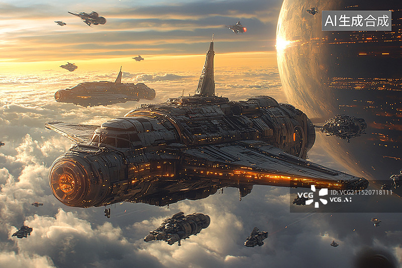 【AI数字艺术】星球大战科幻宇宙飞船未来机器人电影场景氛围图片素材