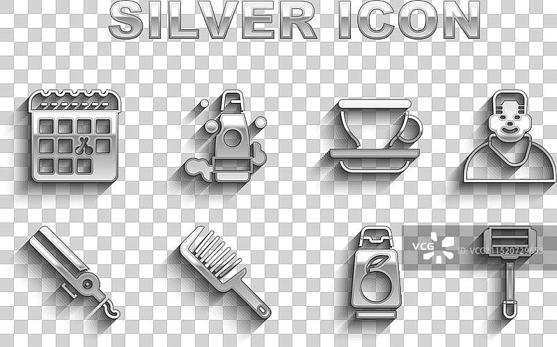 理发店内为顾客剃须的成套发刷和剃须刀图片素材