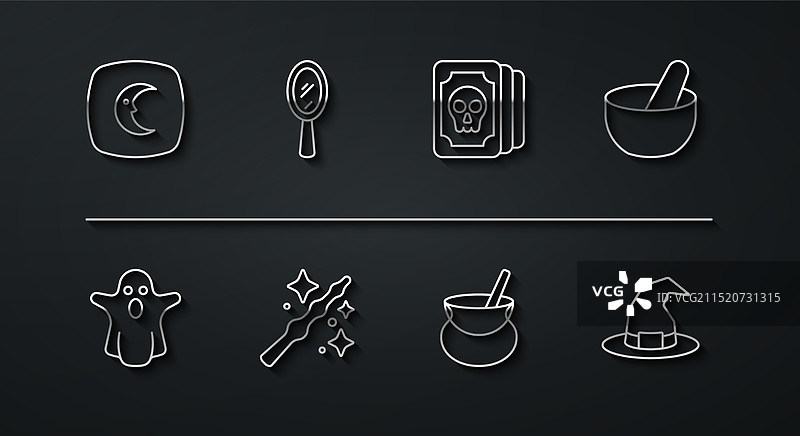 月亮星星、幽灵、巫婆与坩埚图片素材