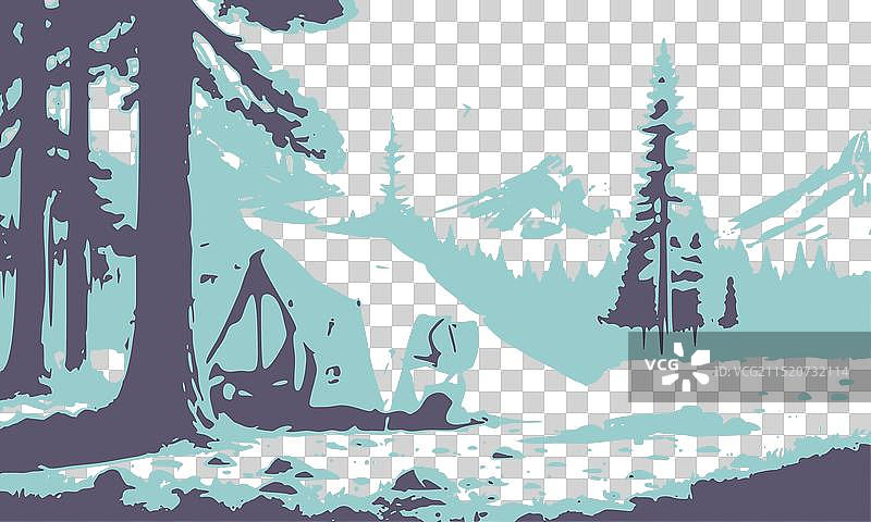 山地森林夏令营图片素材