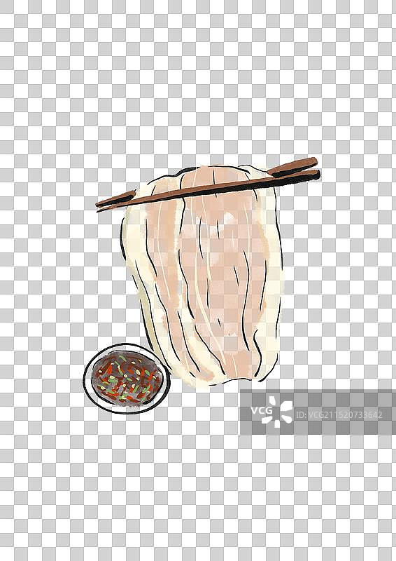 国潮风宜宾美食插画元素-大刀白肉图片素材