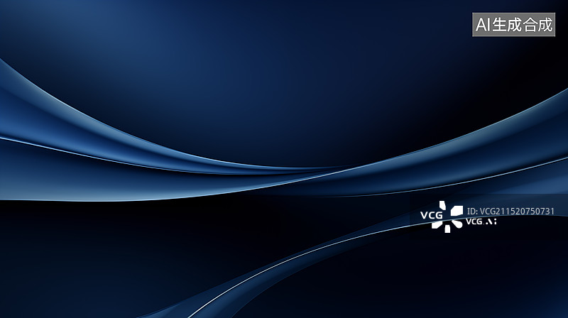 【AI数字艺术】深蓝色的曲线抽象背景图片素材