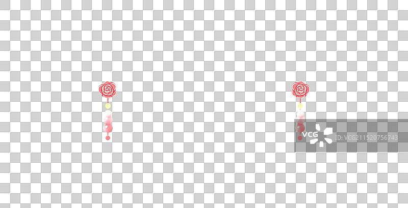 粉红色清新卡通一对玫瑰珍珠耳环系列免扣元素图片素材