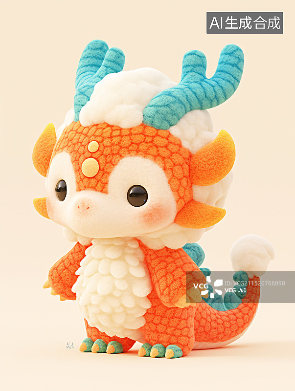 【AI数字艺术】十二生肖毛绒风格吉祥物中国龙图片素材