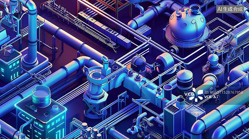 【AI数字艺术】机械工业厂房模型图片素材