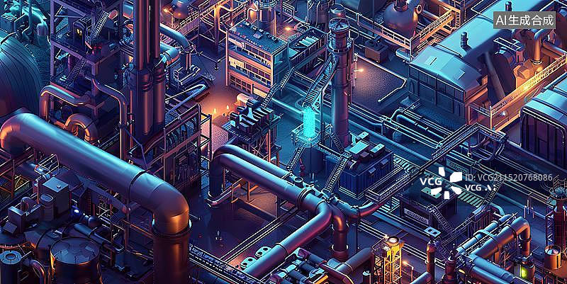【AI数字艺术】机械工业厂房模型图片素材