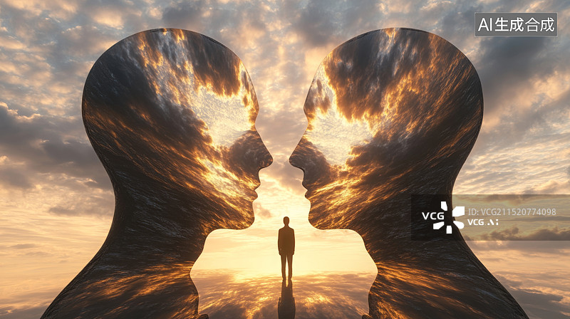 【AI数字艺术】创意图片人头形状大脑创意创新头脑风暴商务人士解决方案图片素材