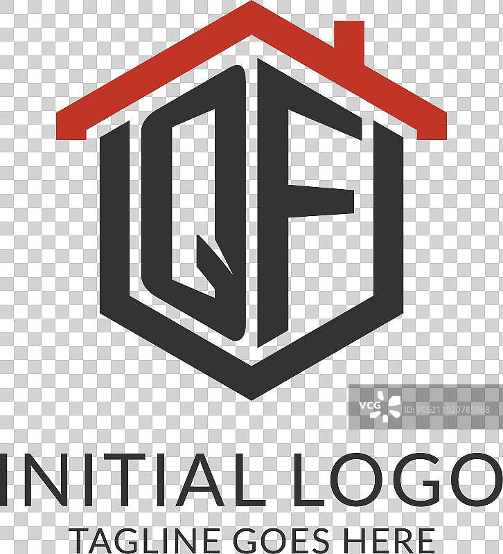 QF字母组合房屋屋顶六边形Logo图片素材