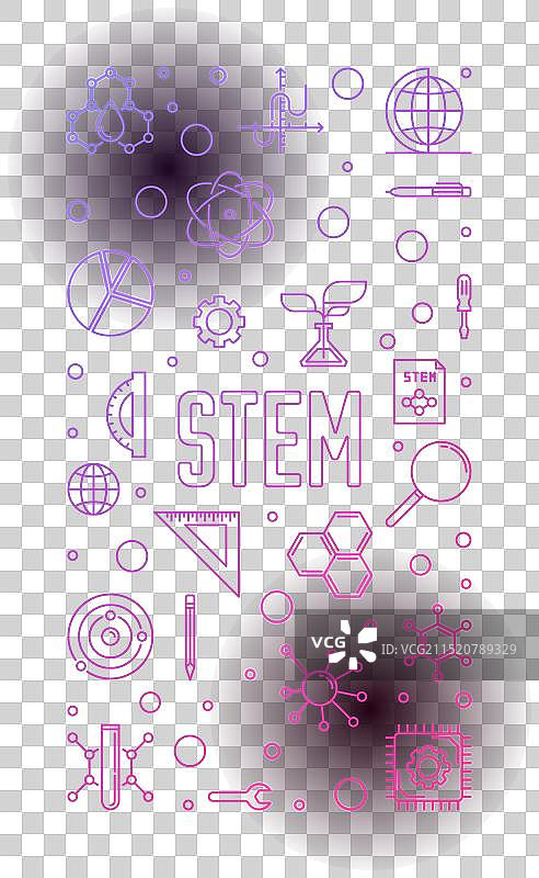 干细胞概念竖版简约线性紫色背景图片素材