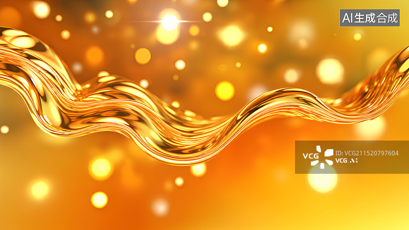 【AI数字艺术】3D渲染，黄色橘色橙色透明发光液态流体抽象背景图，商务背景图图片素材